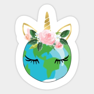 Floral Unicorn Earth T shirt Earth Day Gift Shirt Sticker